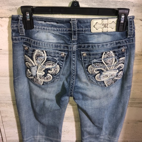 Miss me jeans standard boot cut size 25 white wash color distressed western jean - Picture 2 of 8